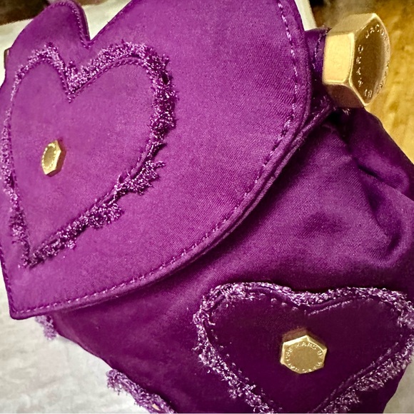 Marc by Marc Jacobs heart clutch purse purple gold metal detail - Picture 5 of 10